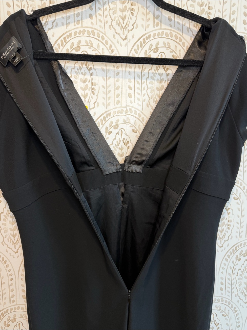 St John Couture Black Formal Evening Dress Satin Bow Detail Size 10 NWT Read - Picture 12 of 12